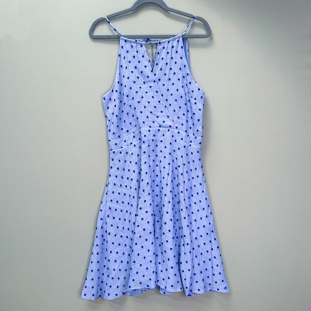 Anthropologie Anaya blue polka dot A-line dress, M. - Picture 4 of 7